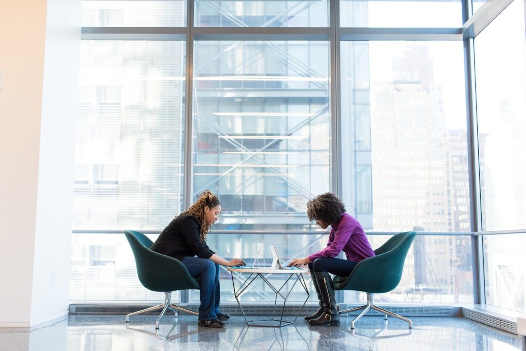 two people talking closely